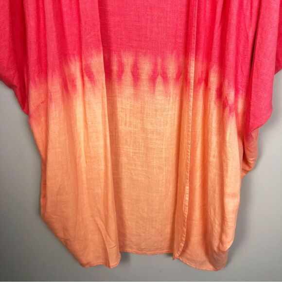 UMGEE | Coral to Orange Colorblock Tie Dye Kimono Coverup Top Women’s Size S/M - Picture 4 of 7